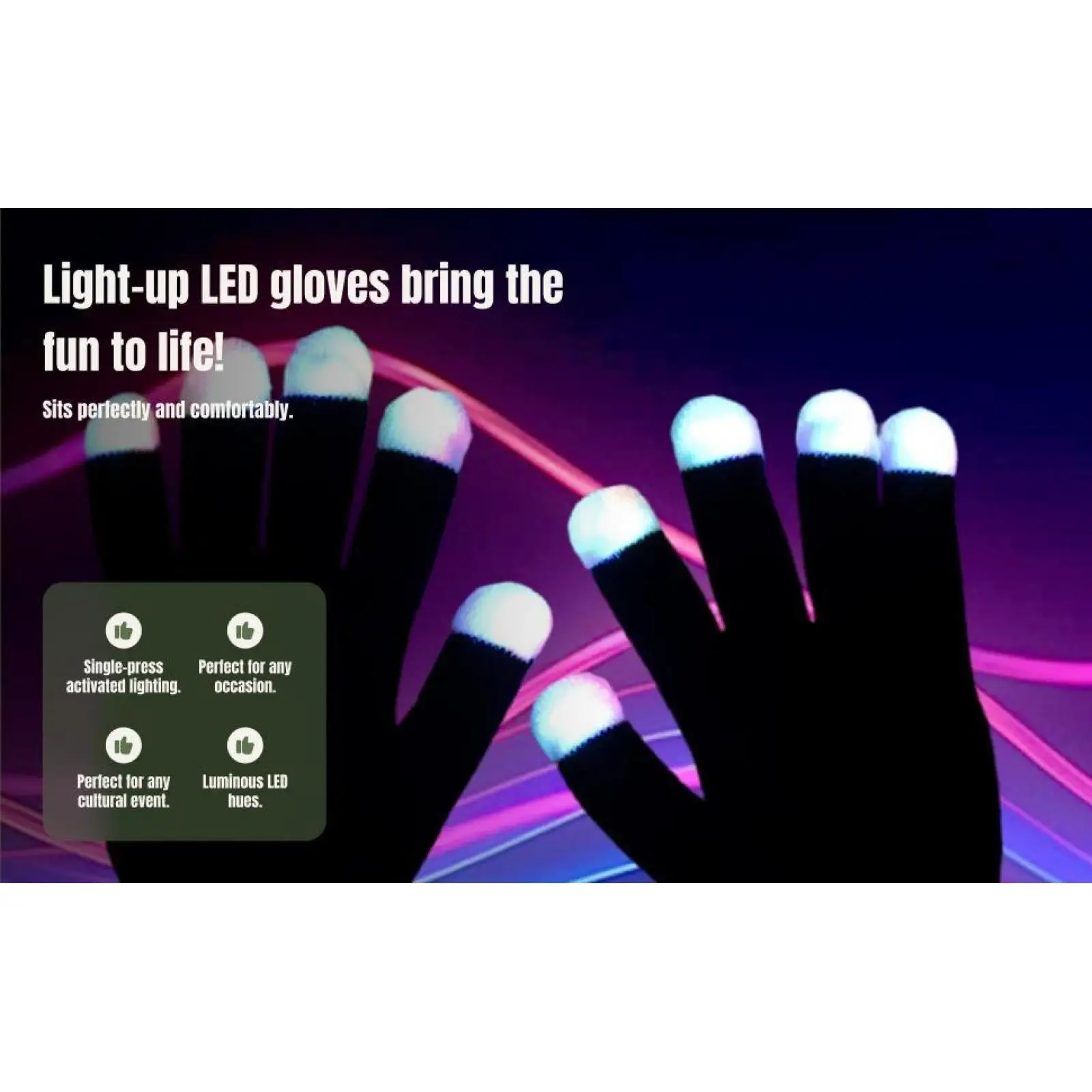 

Светодиодные перчатки с освещением пальцев, 7 цветов, красочные перчатки с мигающим светом для игры Rave