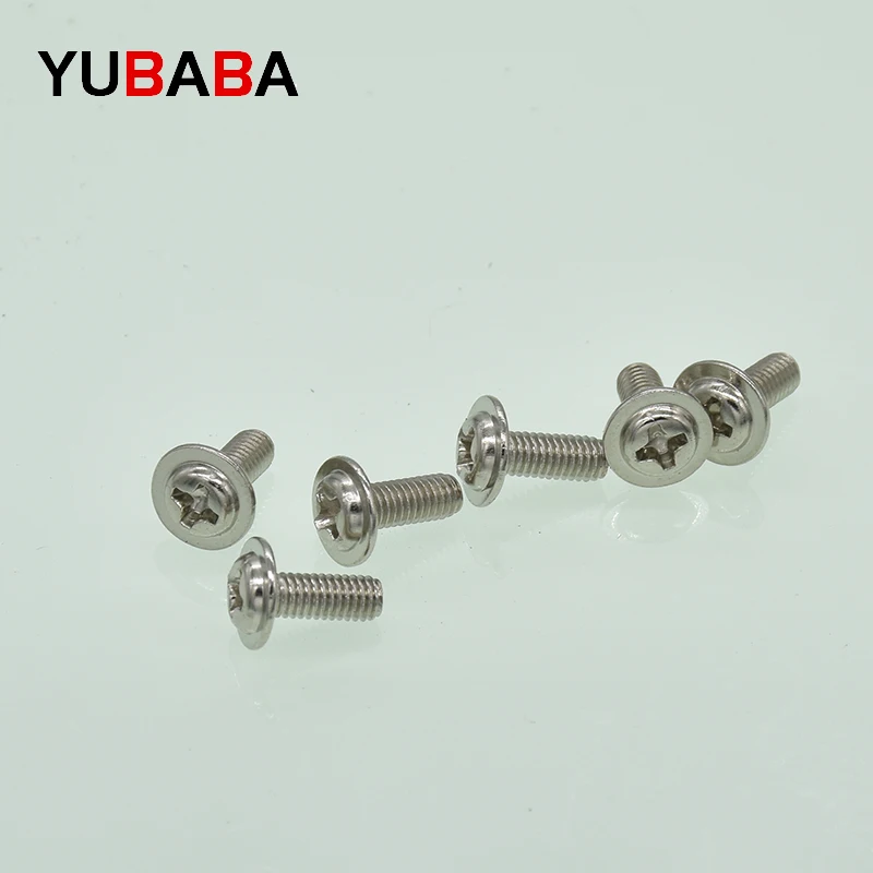 20PCS M2 M2.5 M3 M4 M5  DIN967 Nickel plating Cross recessed pan head screws with collar For Computer Floppy DVD ROM Motherboard