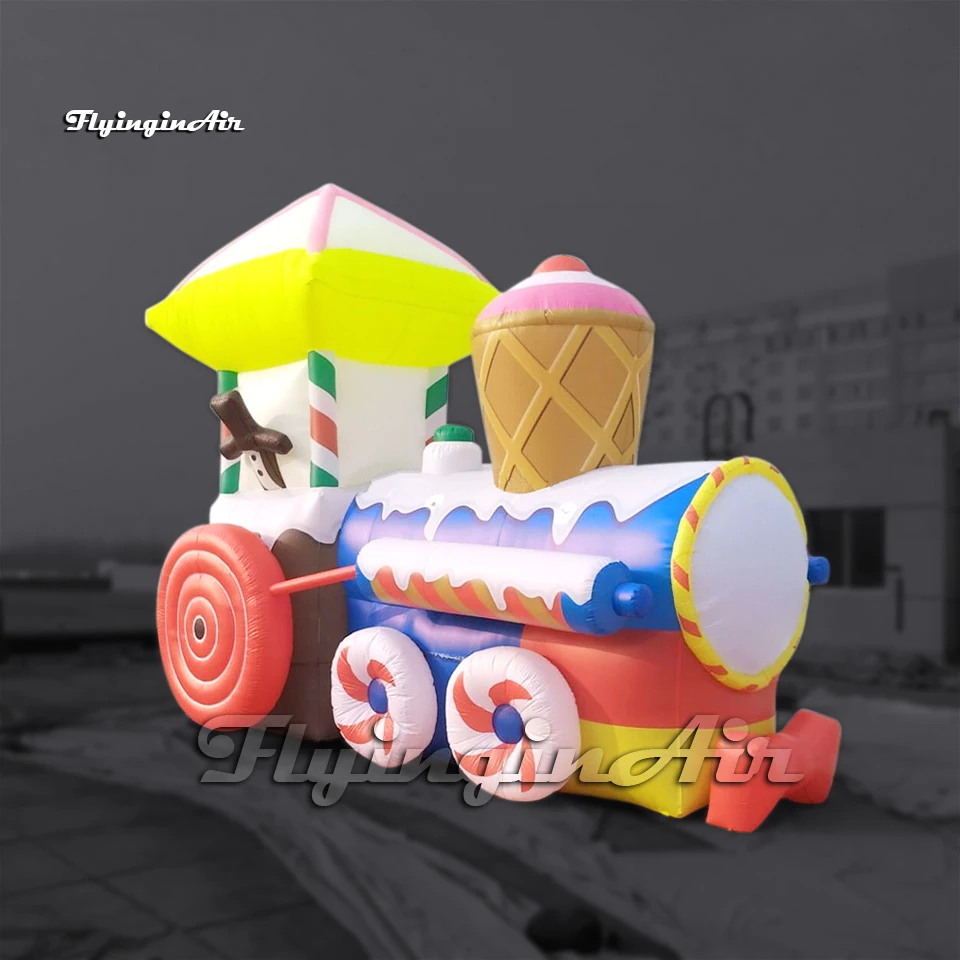 

Advertising Large Sweet Inflatable Candy Train Model With Cake And Doughnut For Outdoor New Year And Christmas Decoration
