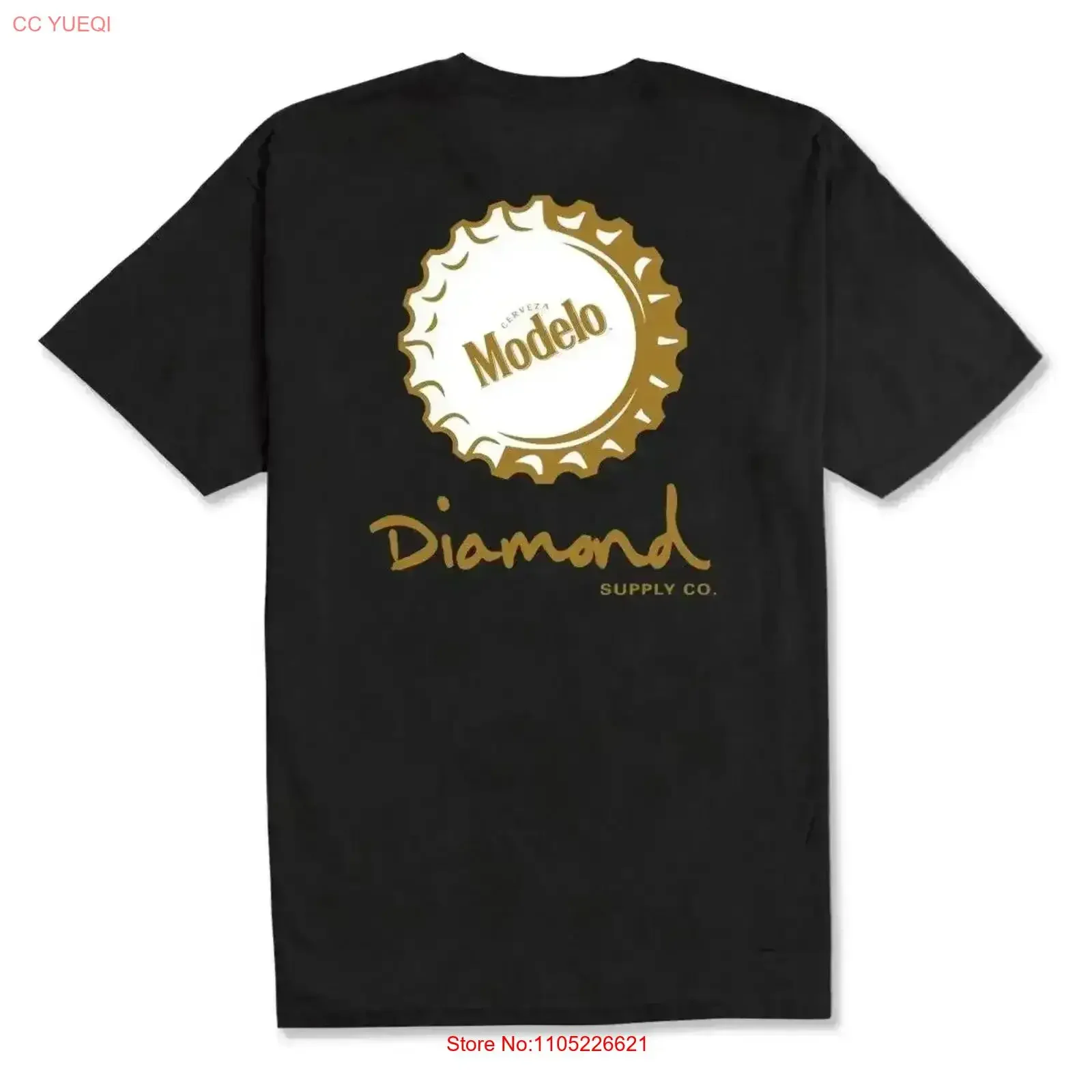 Black Diamond Supply x Modelo Bottle Cap Camiseta vintage Lavado Versátil Cómodo Moda Transpirable streetwear vintage