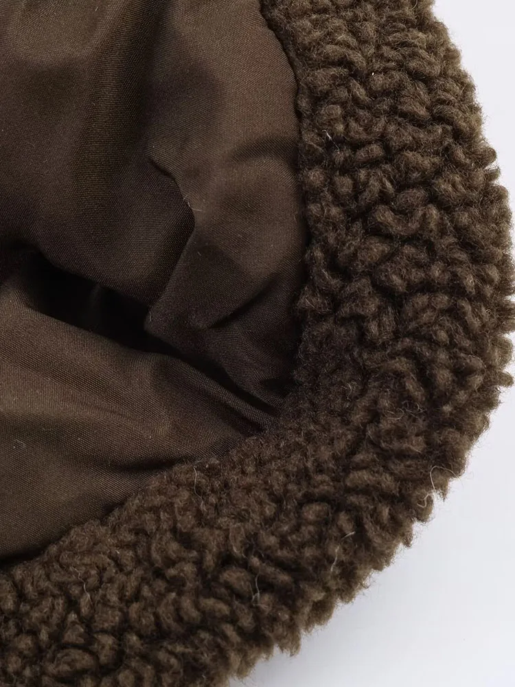 2025 Women Winter Fleece Wool Blends Coats Fashion Solid Loose Single Breasted Female Elegant Street Outerwear Clothing