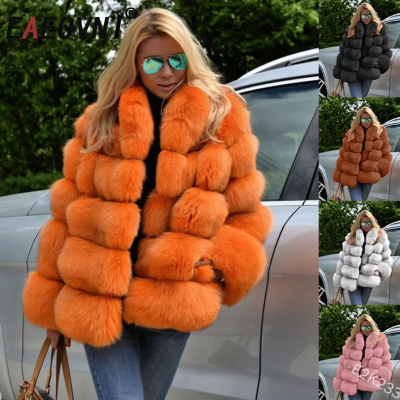 

EAEOVNI Fashion Fur Spliced Design Jacket Women Streetwear Winter Warm Solid Color Outerwear Coat 2025 New Clothing