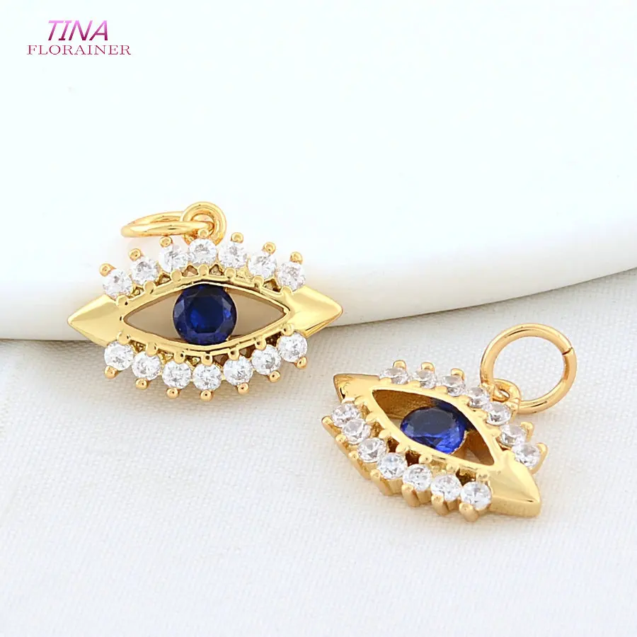 

2PCS 10.5*14MM 14K Gold Color Brass with Zircon Eye Shaped Charms Pendants Necklace Earrings Jewelry Making Accessories
