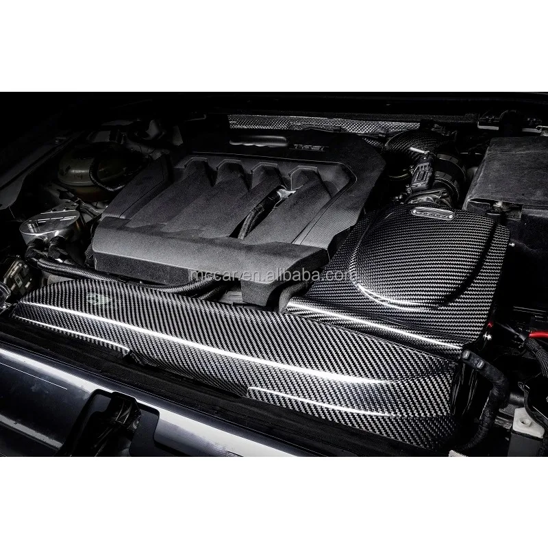 Collettore di aspirazione dell'aria in vero carbonio con risposta più veloce per Audi A3 2.0T 2017+ Sistema di aspirazione dell'aria fredda versione da corsa