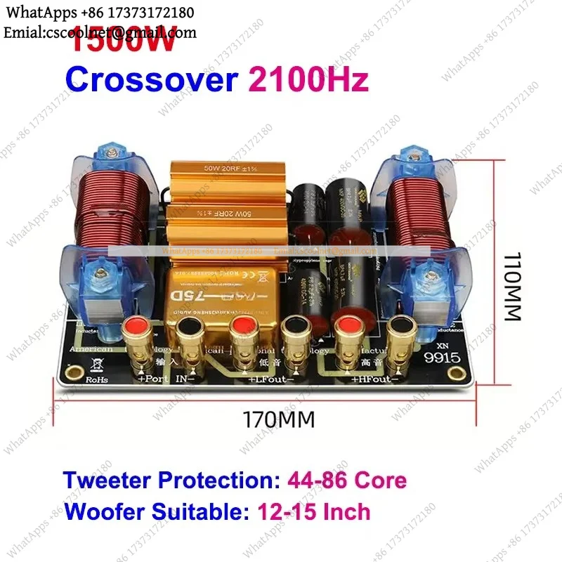 k06 1PCS 2-Way 2100Hz 1800W Professional Speaker Frequency Divider Stage Tweeter Protection 2 Unit High Power Audio Crossover