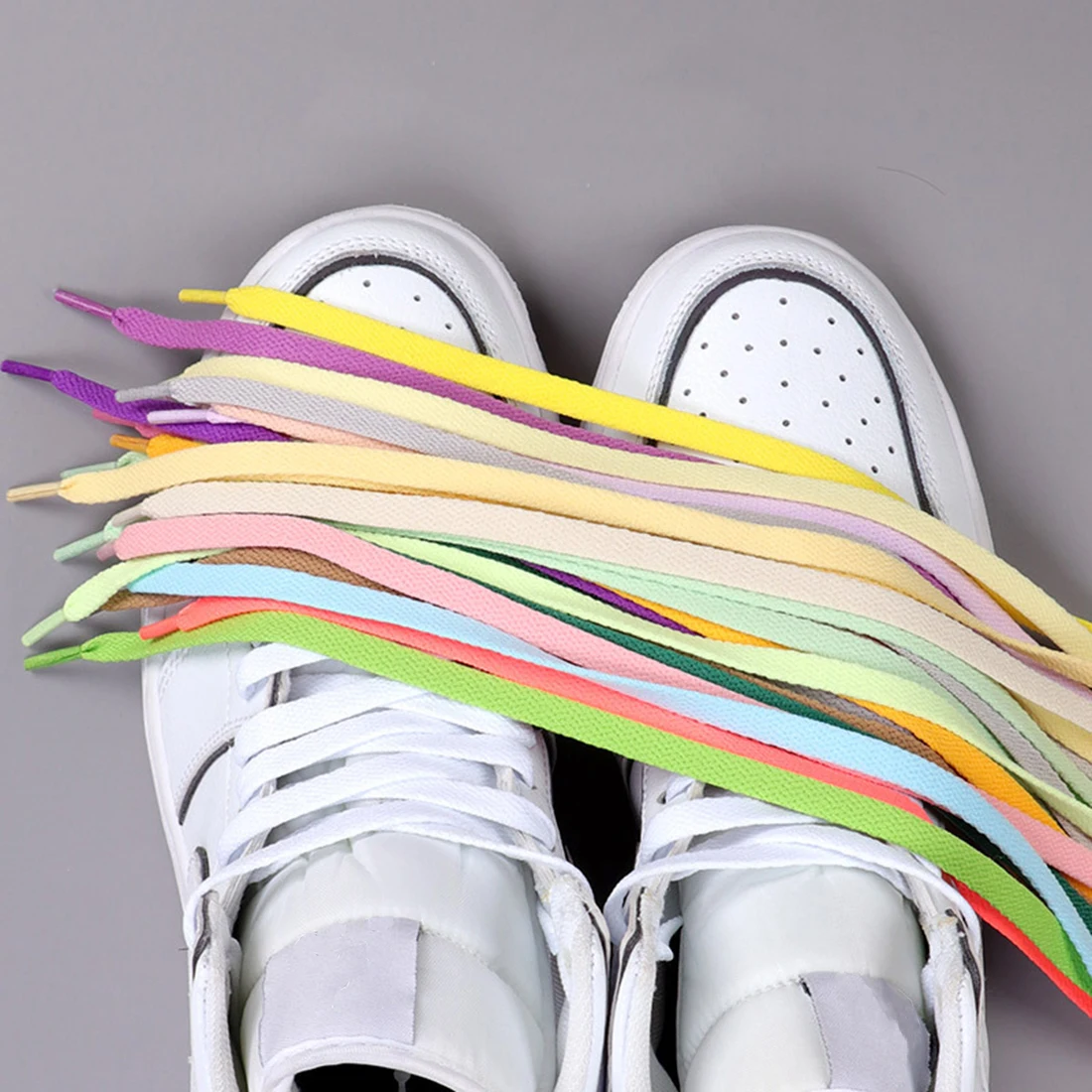 Cordones deportivos Multicolor para hombre y mujer, cordones planos sin elasticidad, color blanco y naranja, accesorios de encaje