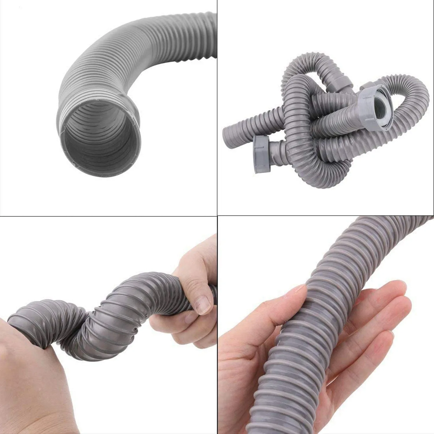 M05K 3.5Ft Washing Machine Pvc Y Shaped Drain Discharge Hose Washer Pipe Connector , Rotary Interface,with 2 Waterproof Rings