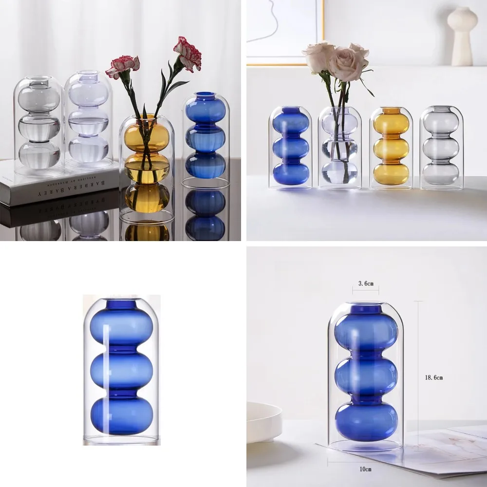 Nordic Creative Colored Glass Vase for Flowers, Wedding Centerpiece & Home Decor