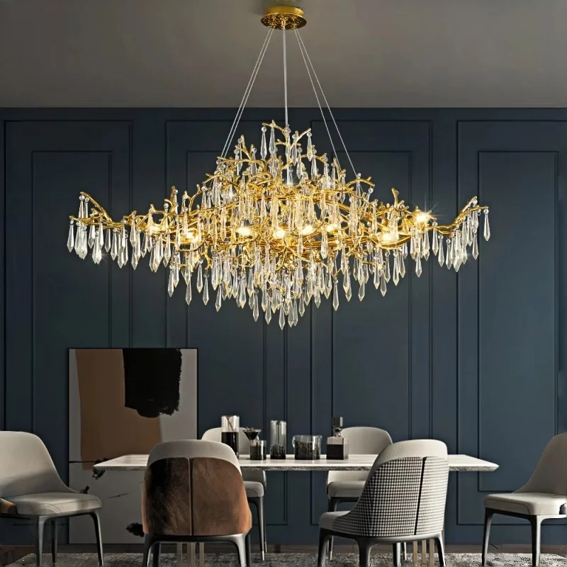 Modern Luxury Crystal Chandelier Branch Ceiling Crystal Chandelier Gold For Kitchen Dining Living Room Bedroom Chandeliers LED