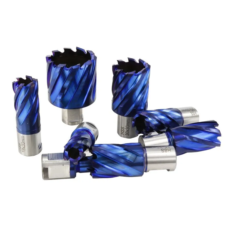 12-60mm Hole Saw Dril Bit Nano Blue Coated  Annular Cutter HSS Hollow Drill Bit With 35/55mm Weldon Shank Metal Drilling Bit