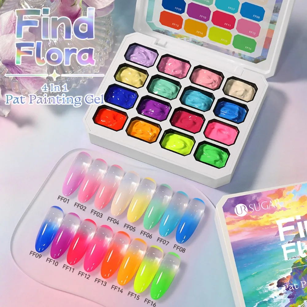 4-In-1 Pat Painting Gel Polish Gradient Candy Oil Painting Nail Art Painting Gel 16 Colors Nail Art Manicure Tools Nail Art