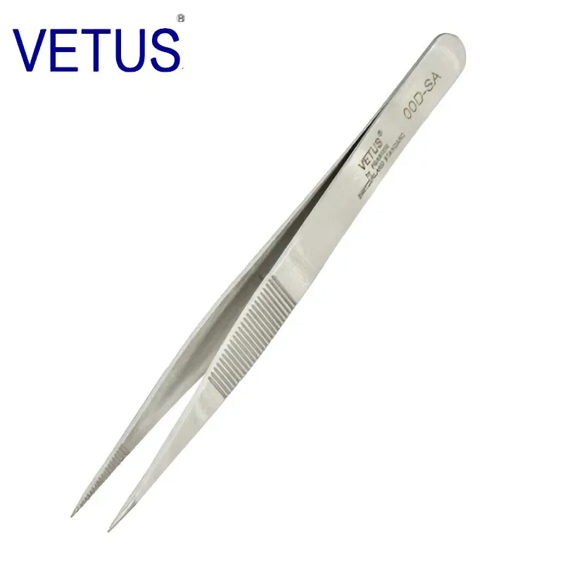 100% VETUS Original 00D-SA Tweezers Hyperfine High Precision Non-magnetic Anti-acid Pincers Manicure ESD Forceps