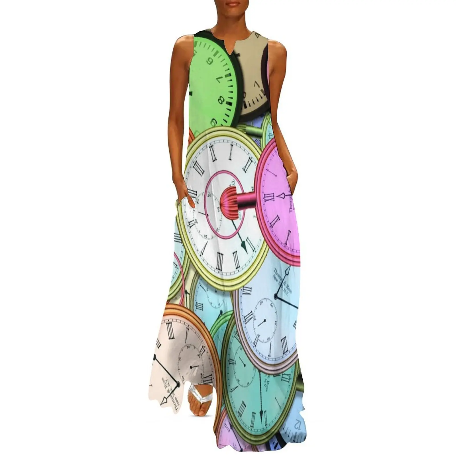 

Colourful Clocks Long Dress Dress for girls luxury dress