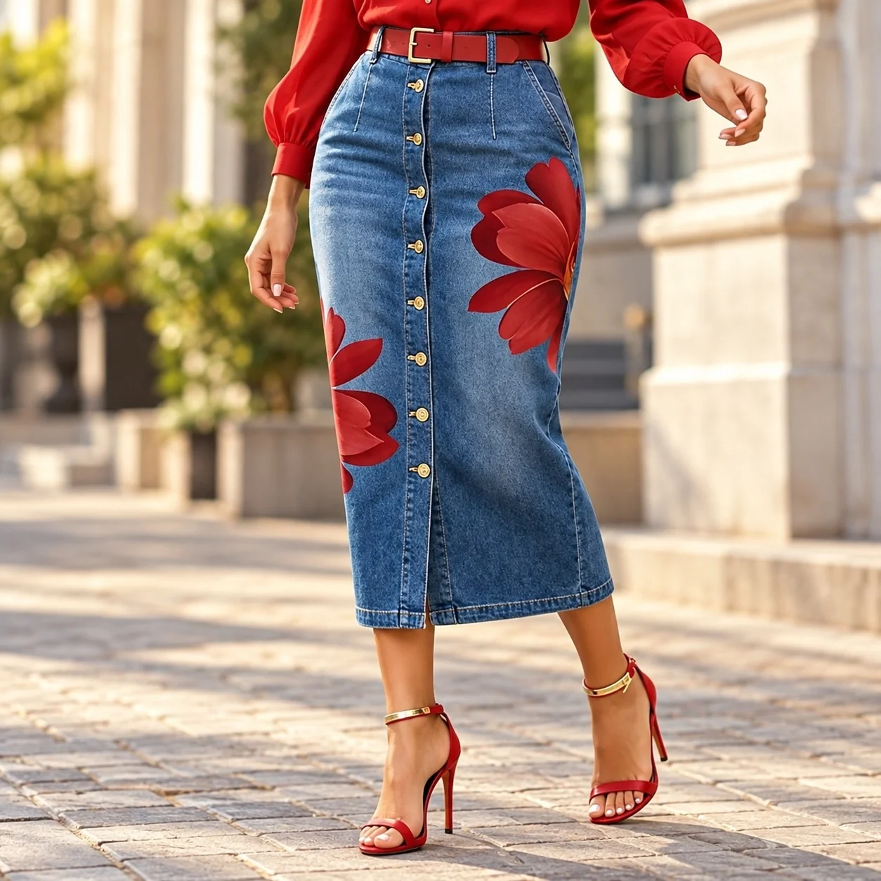 Casual Printed Skirts H Line Elegant Grace with Slight Stretch Zipper 3D Pattern Autumn Print Regular Thickness Women Skirts