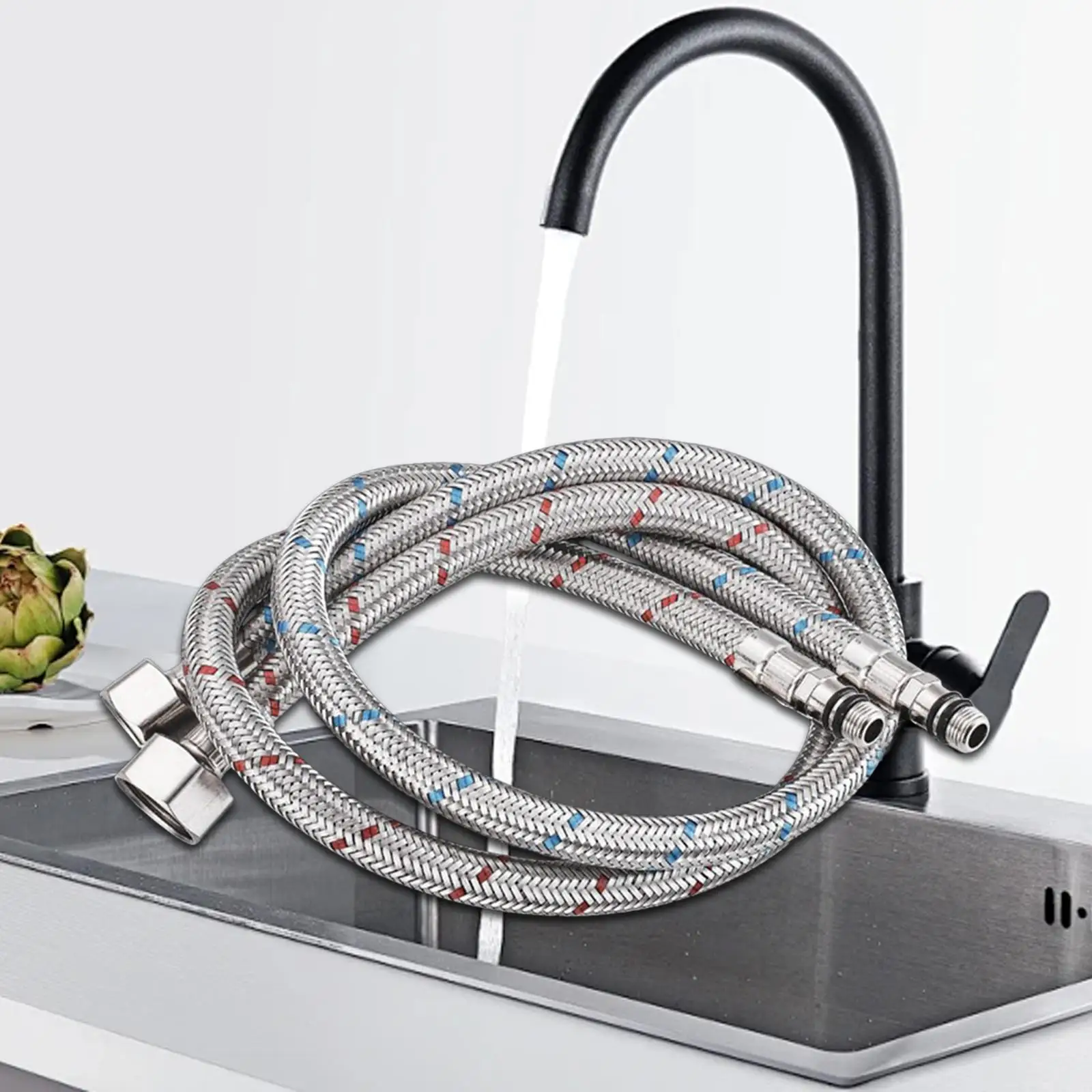 

2x60 см разъем для шланга для смесителя, стандарт США 9/16, шланги для кухонного смесителя, впускные шланги для горячей и холодной воды для смесителя для раковины