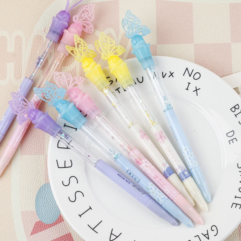 만화 절묘한 나비 반짝이 펜, 학생 문구, 귀여운 중립 펜, 사무용품, 창의적인 패션, 시험 펜 선물