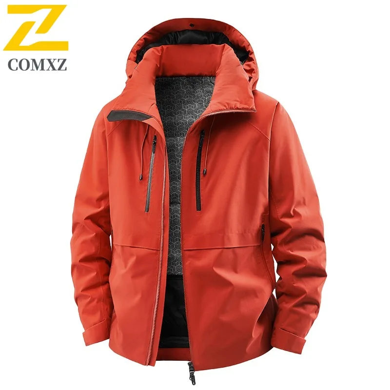 

COMXZ Men Padding Jacket Casual Hooded Outdoor Snow Skiing Windproof Parka Daily Style Comfort Lightweight Winter Cotton Coat