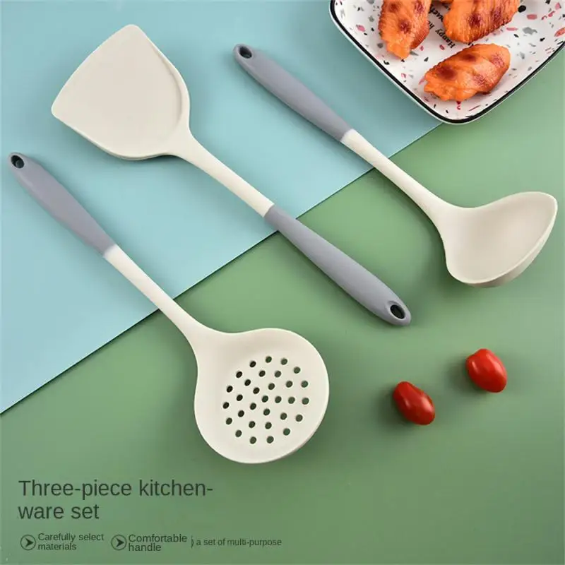 Colador de silicona antiadherente con mango de madera, colador resistente al calor, cuchara, Espumador, utensilios de cocina