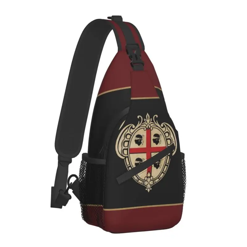 Vintage Sardinia Coat Of Arms Sling Chest Bag Italy Sardegna Patriotic Shoulder Crossbody Backpack for Men Travel Hiking Daypack