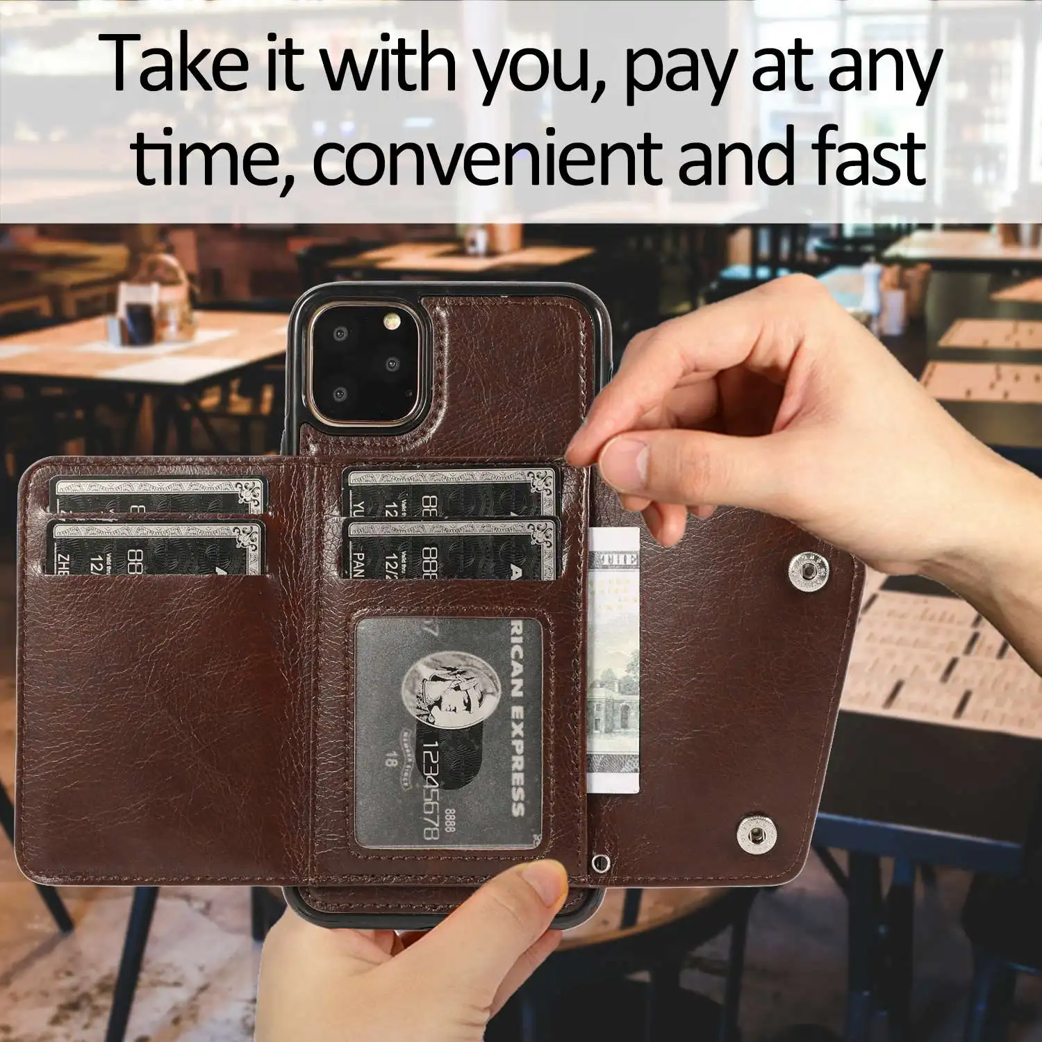 ARY-ffor 아이폰 11 프로 맥스 지갑 케이스 가죽 신용 카드 슬롯 충격 방지 플립 커버 6.5 Inc