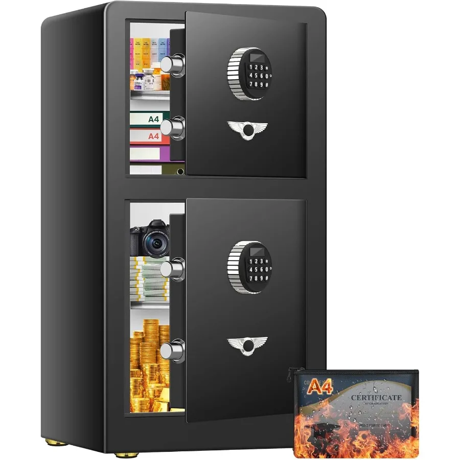 

Новинка 2023 года, большой домашний сейф объемом 7,2 куб. фута, огнестойкий, водонепроницаемый, с двойной дверью, сверхмощный цифровой сейф со скрытым замком