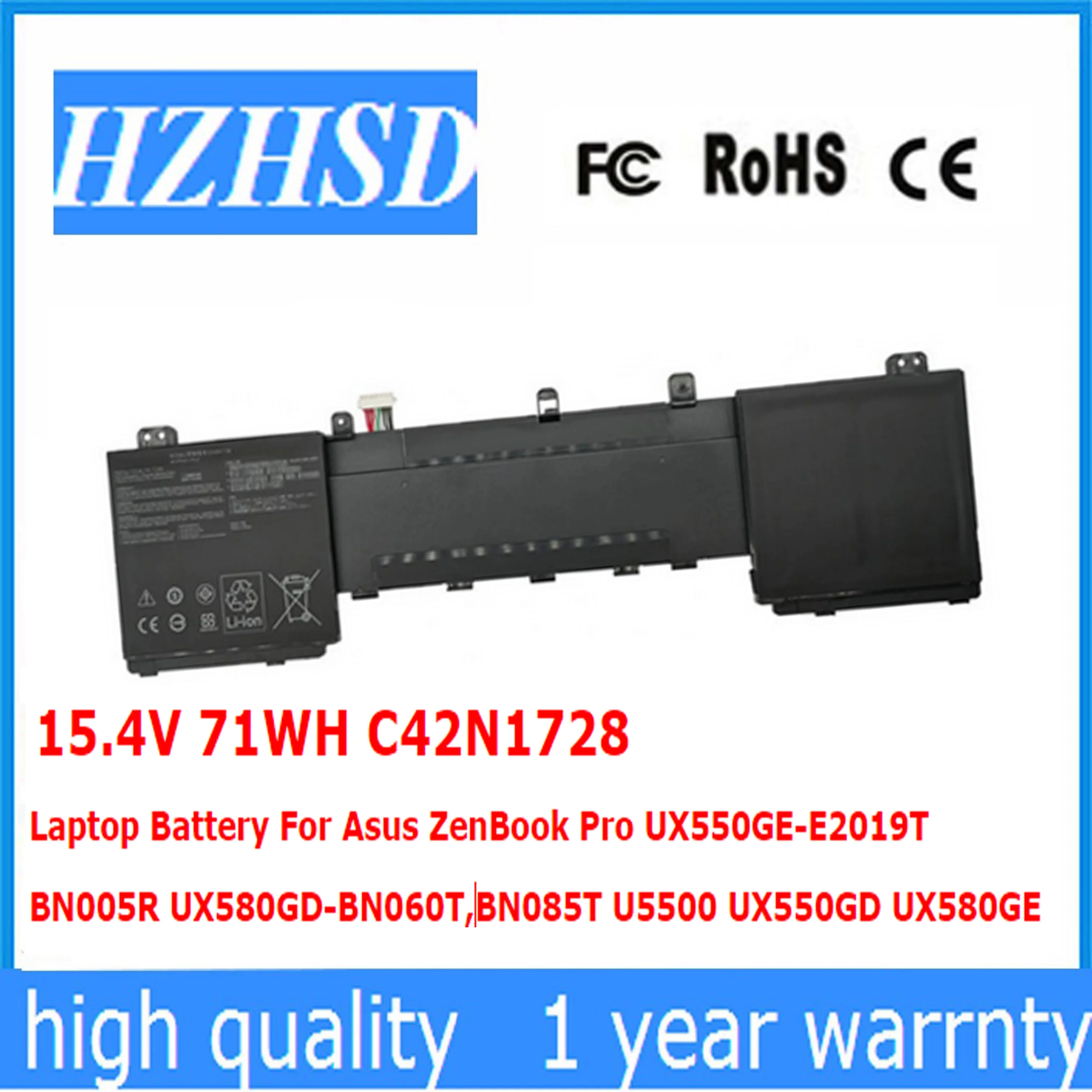 

15.4V 71WH C42N1728 Laptop Battery For Asus ZenBook Pro UX550GE-E2019T BN005R UX580GD-BN060T,BN085T U5500 UX550GD UX580GE