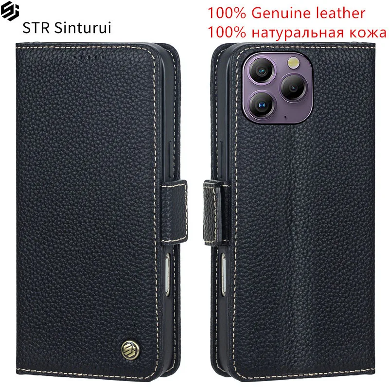 

STR Genuine leather lychee grain card Slot Wallet Cover For Blackview A96 A200 A53 A52 A55 Pro A85 Flip shockproof phone Case