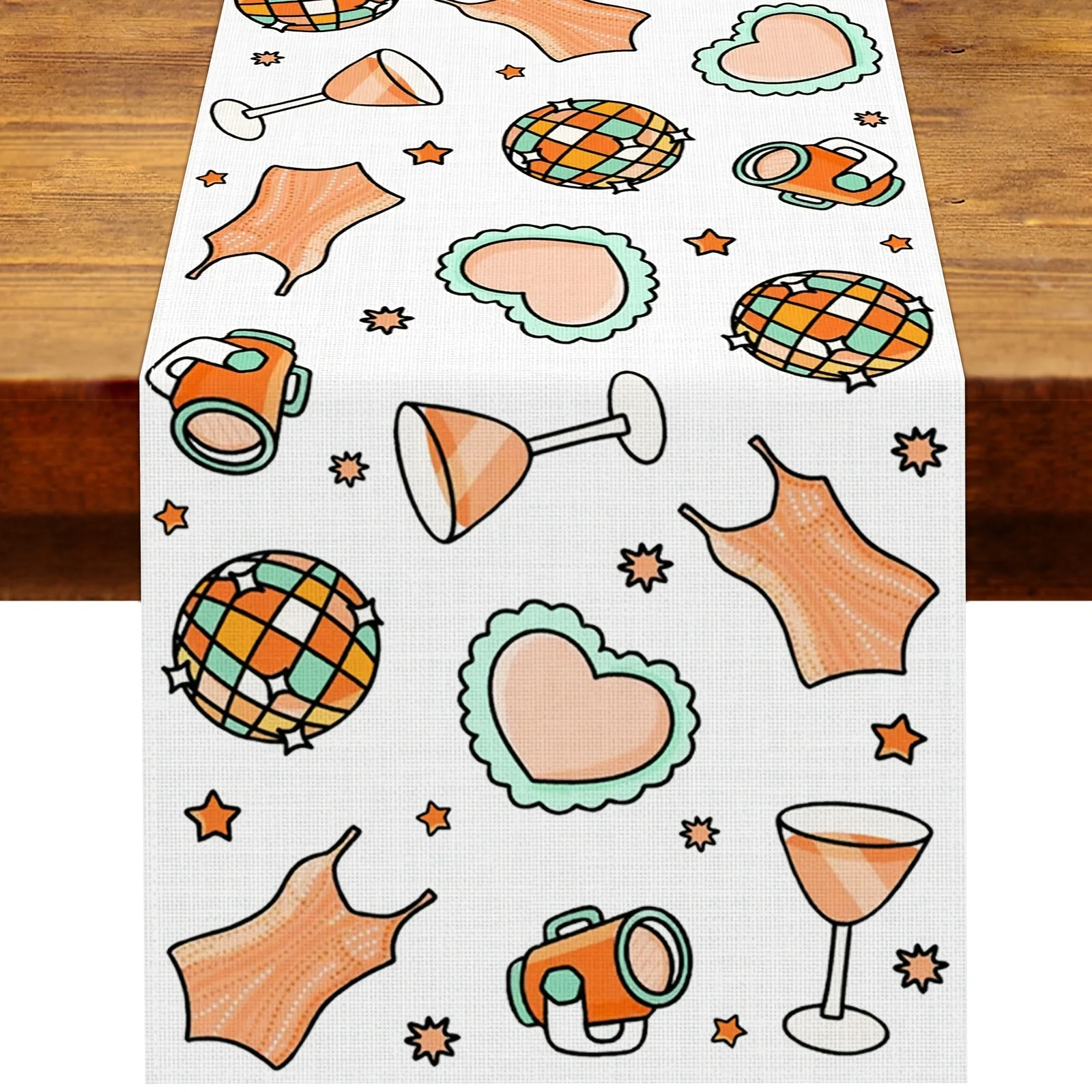 1 Piece of Cabaret-Themed Table Runner, Suitable for Farmhouse, Indoor, Kitchen, Celebrations, Table Decoration, Restaurant, and Banquet Decoration Supplies