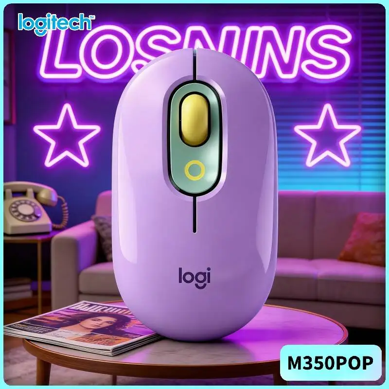 Logitech   POP Wireless Mouse 3 Buttons Optical Sensor Slim Compact for Mini Laptop Compact Desktop Computers
