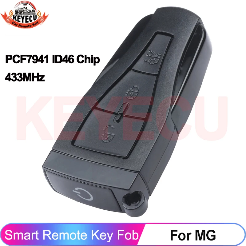 KEYECU Car Key Control 433MHz ID46 PCF7941 Chip For MG Morris Garages MG6 MG550 Roewe 550 E550 Smart Remote 3 Buttons Fob