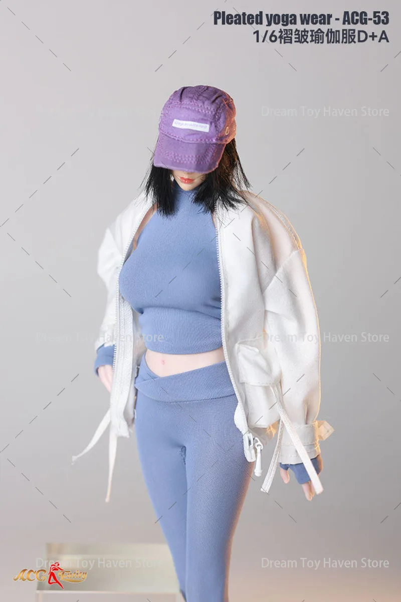 

Костюм для йоги ACG ACG-53 1/6: Женская солдатская куртка с плиссировкой и шнурком, эластичный комплект из ледяного шелка, подходит для 12-дюймовых фигурок-моделей