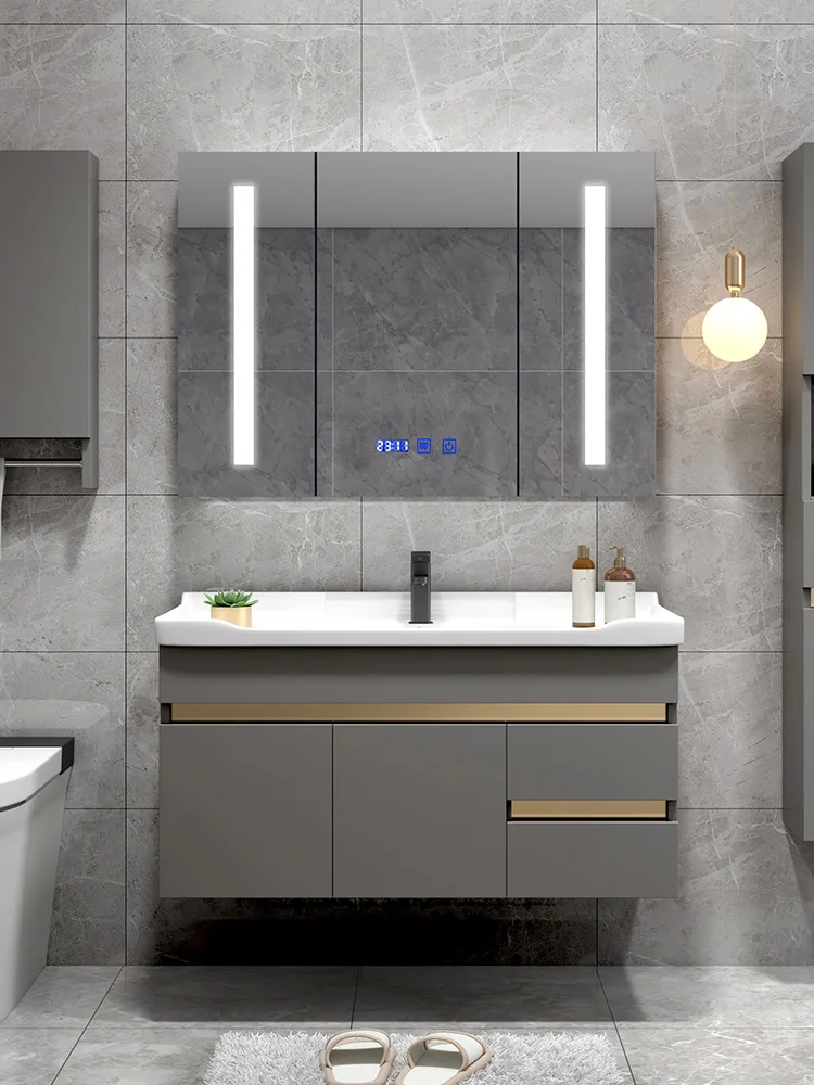 

Simple combination ceramic integrated bathroom smart mirror cabinet bathroom washbasin