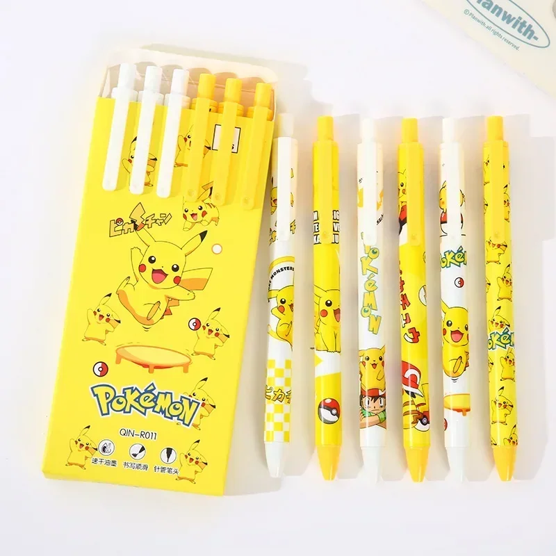 6Pcs Pokemon Pikachu Gel Pen Cute Cartoon Anime Student Stationery Office School Supplies Kawaii Quick Drying Press Pen Gifts