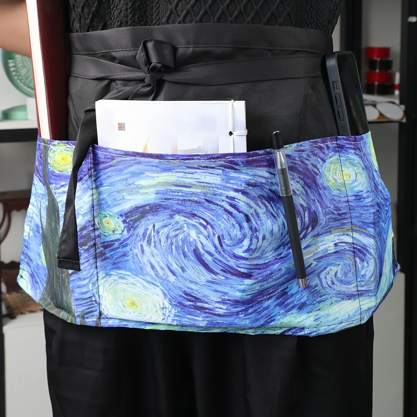Half Waist Apron Polyester Waterproof And Stain Resistant With 3 Pockets Restaurant Cafe  Apron Waiter