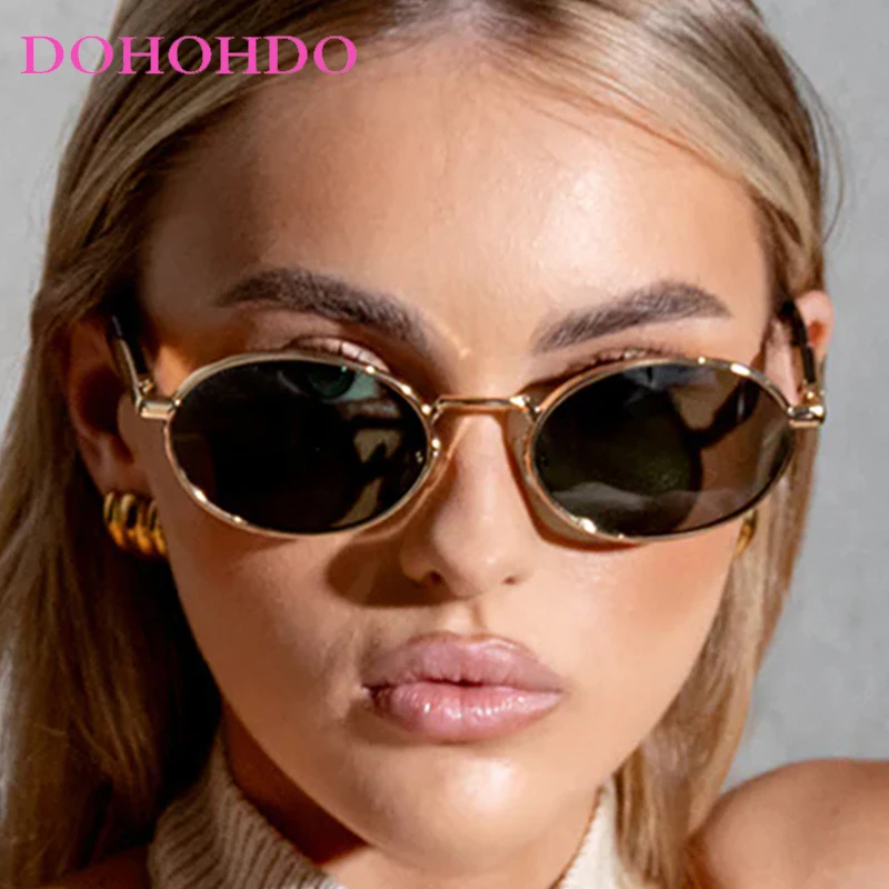 

Retro Metal Oval Punk Women's Sunglasses 2025 New Brand Designer Small Frame Men Shades Outdoor Driving Sunglasses Ladies UV400