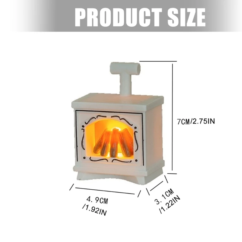 Realistic LED Flame Miniature Fireplaces Lamp Model Figurine for Doll House Accessories with Safe Plastic Construction 15UB