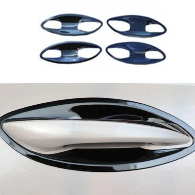

Black Steel Outside Door Bowl Cover Trim 8 Pieces for Hyundai Sonata 2020 - 2023 -