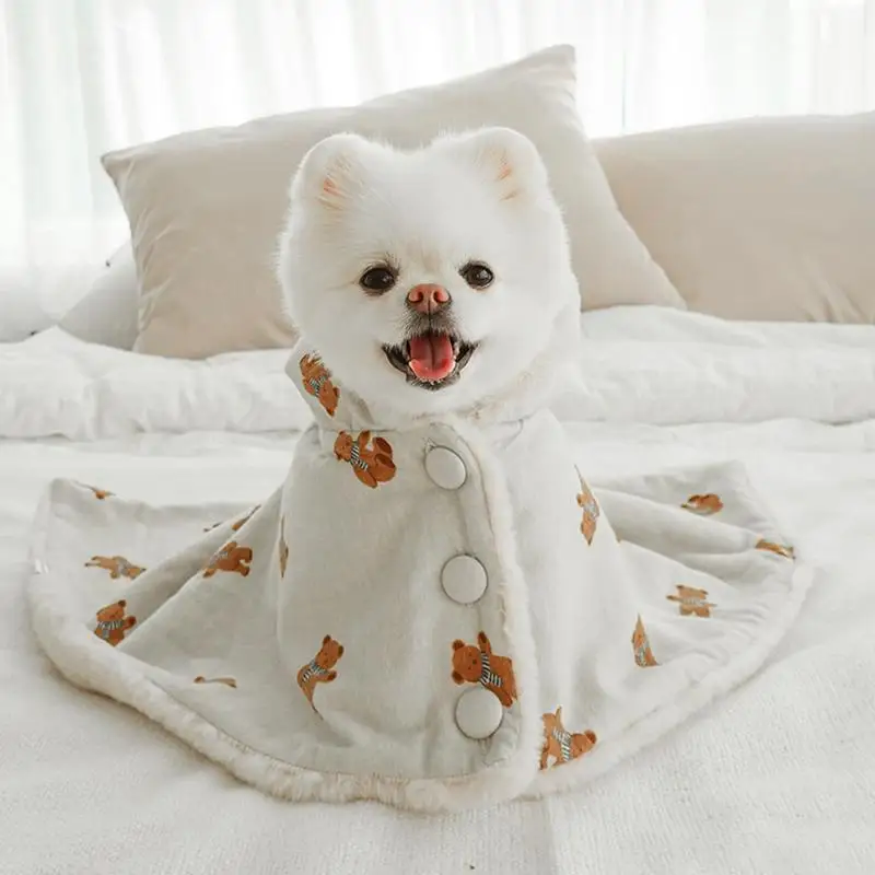 INS Winter Warm Scarf Bear White Rabbit Plush Blanket Pet Dog Cat Warm Mantle Cover Blanket Sleeping Coat Hoodie New Year Gifts