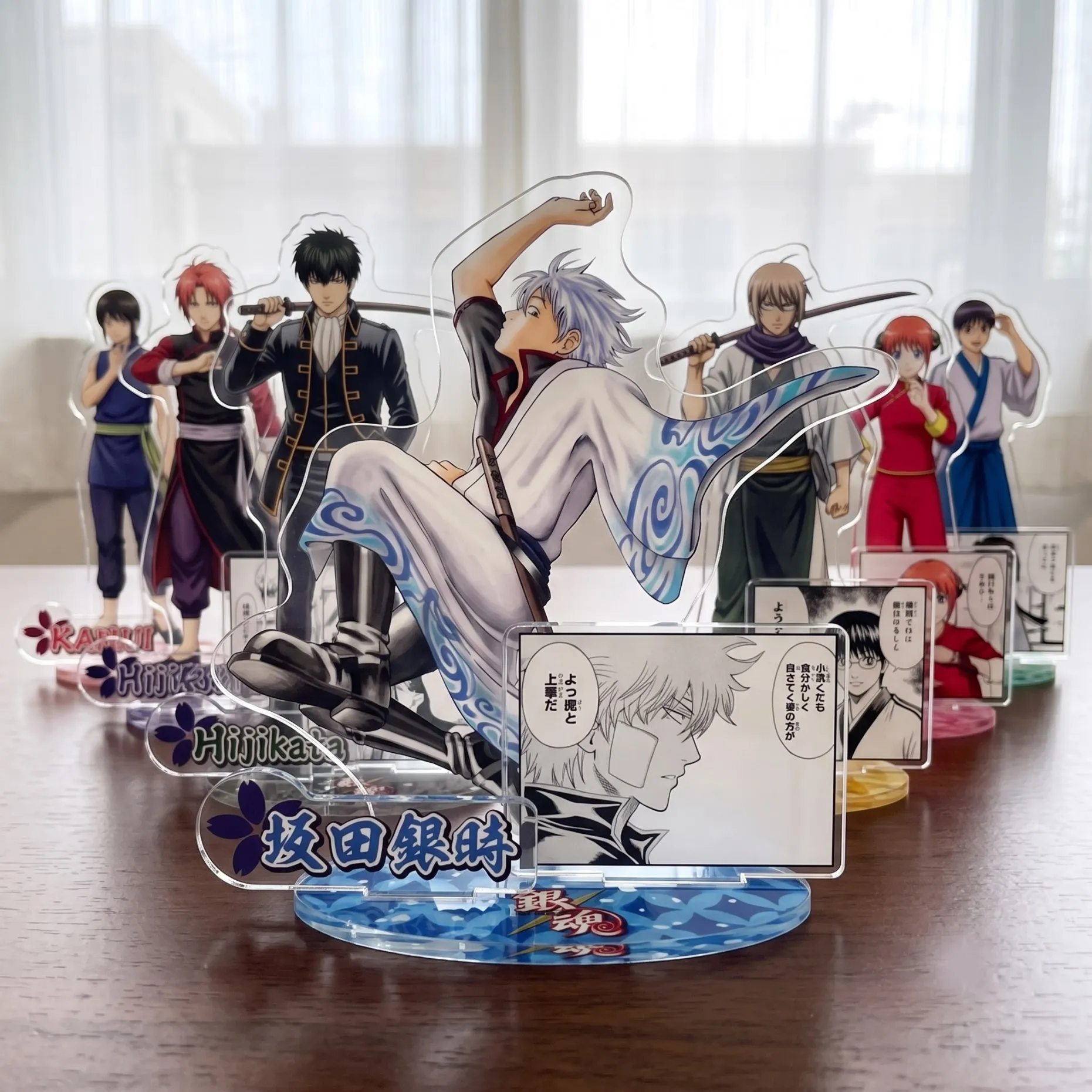 Anime Gintama 15cm Acrylic Stand Figure Gintoki Kagura Hijikata Okita Keychain 20th Anniversary Battle Pose Table Standee Plate