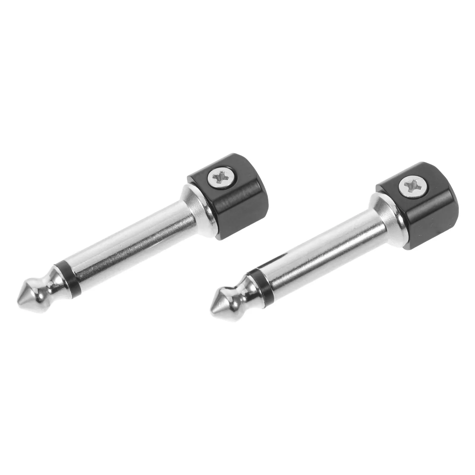 2Pcs Solderless Guitar Cable Plug Square Head Black 6.35mm Straight Mono Connector Pedalboard Repair Replacement Effects Pedal