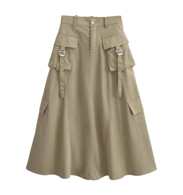 Elegant Commuter Style Split Midi Skirt for Women High Waist A-Line Versatile Fashion Autumn New Arrival