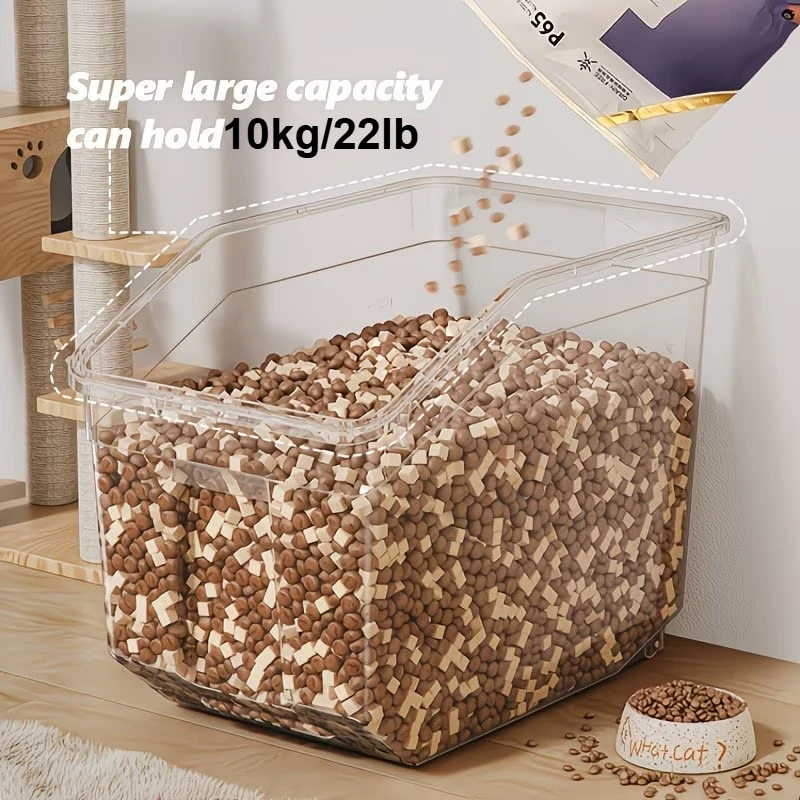 새로운 5kg/10kg 대형 고강도 사각형 애완동물 사료 보관 버킷, 개, 고양이, 새 사료용 대형 개방형 뚜껑 포함, 2가지 사이즈 제공