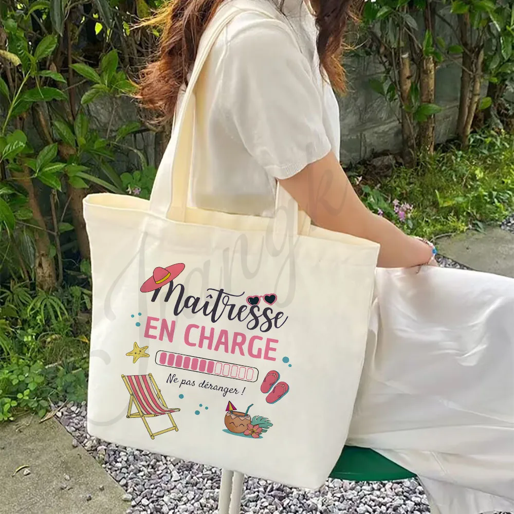 

Maitresse Maitre on Vacation Do Not Disturb Printed Tote Bag Travel Shoulder Bags Graduate Teacher's Day Thanks Gift for Teacher