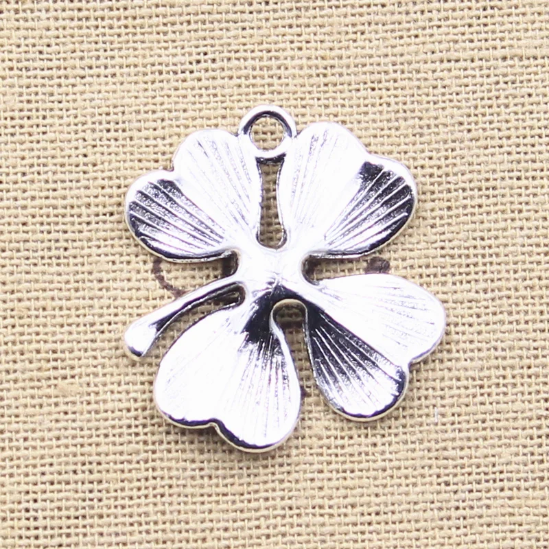 10pcs Charms Lucky Irish Four Leaf Clover Good Luck 28x26mm Antique Silver Color Pendants DIY Making Findings Tibetan Jewelry