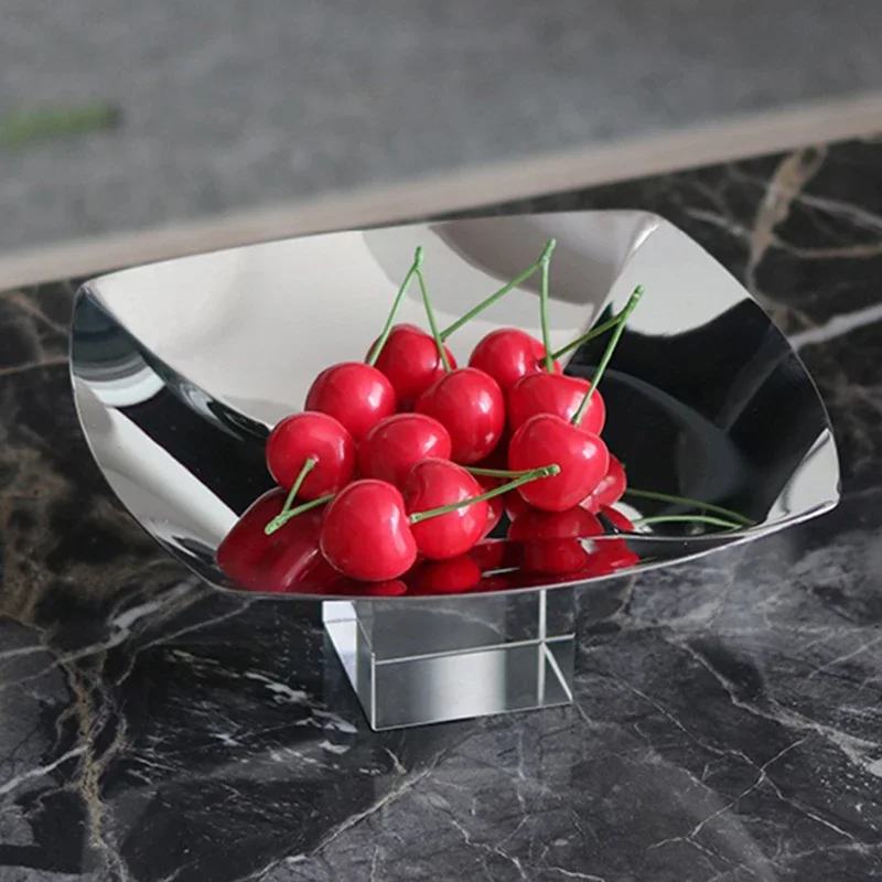 High Footed Crystal Pillar Base Fruit Tray Luxury Fruits Trays Decorative Fruit Plate Modern Fruits Plates Table Decoration