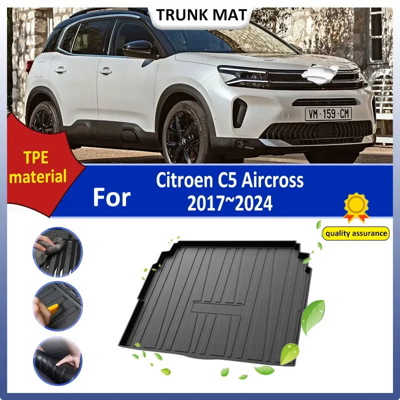 

For Citroen C5 Aircross 2017 2018 2019 2020 2021 2022 2023 2024 Car TPE Rear Trunk Mat Easy Clean Cargo Liner Storage Box Pad