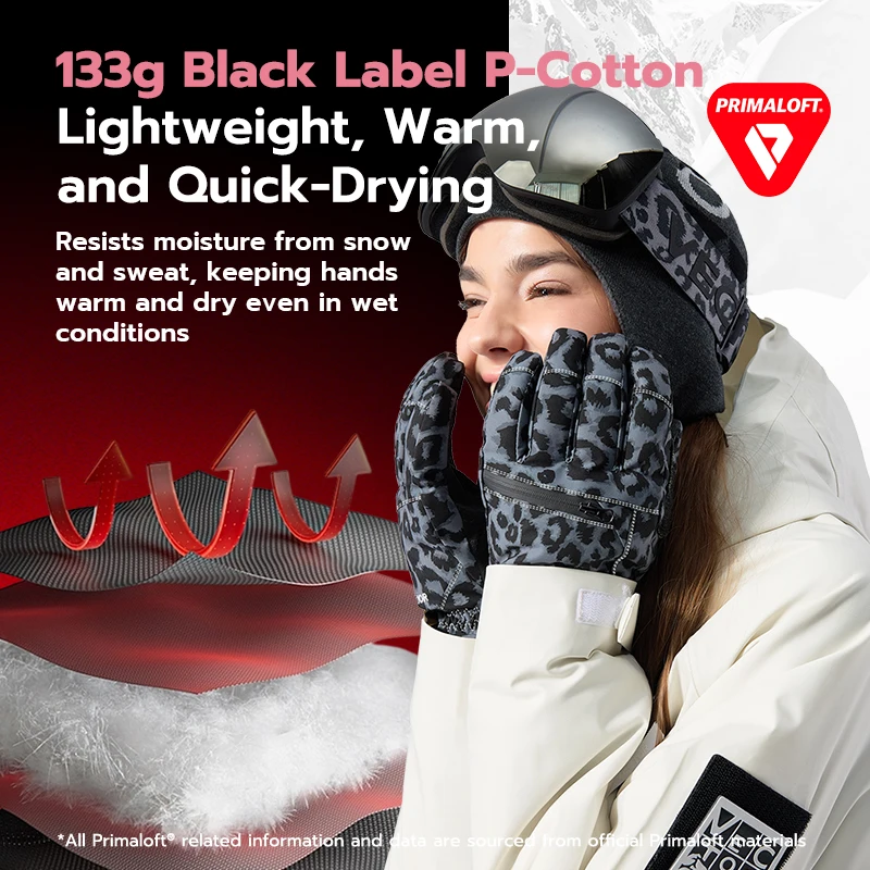 ناقلات لمس P القطن قفازات التزلج مقاوم للماء ارتداء مقاومة بولي Palm النخيل مقاومة للرطوبة الدافئة الرجال والنساء خمسة أصابع قفاز