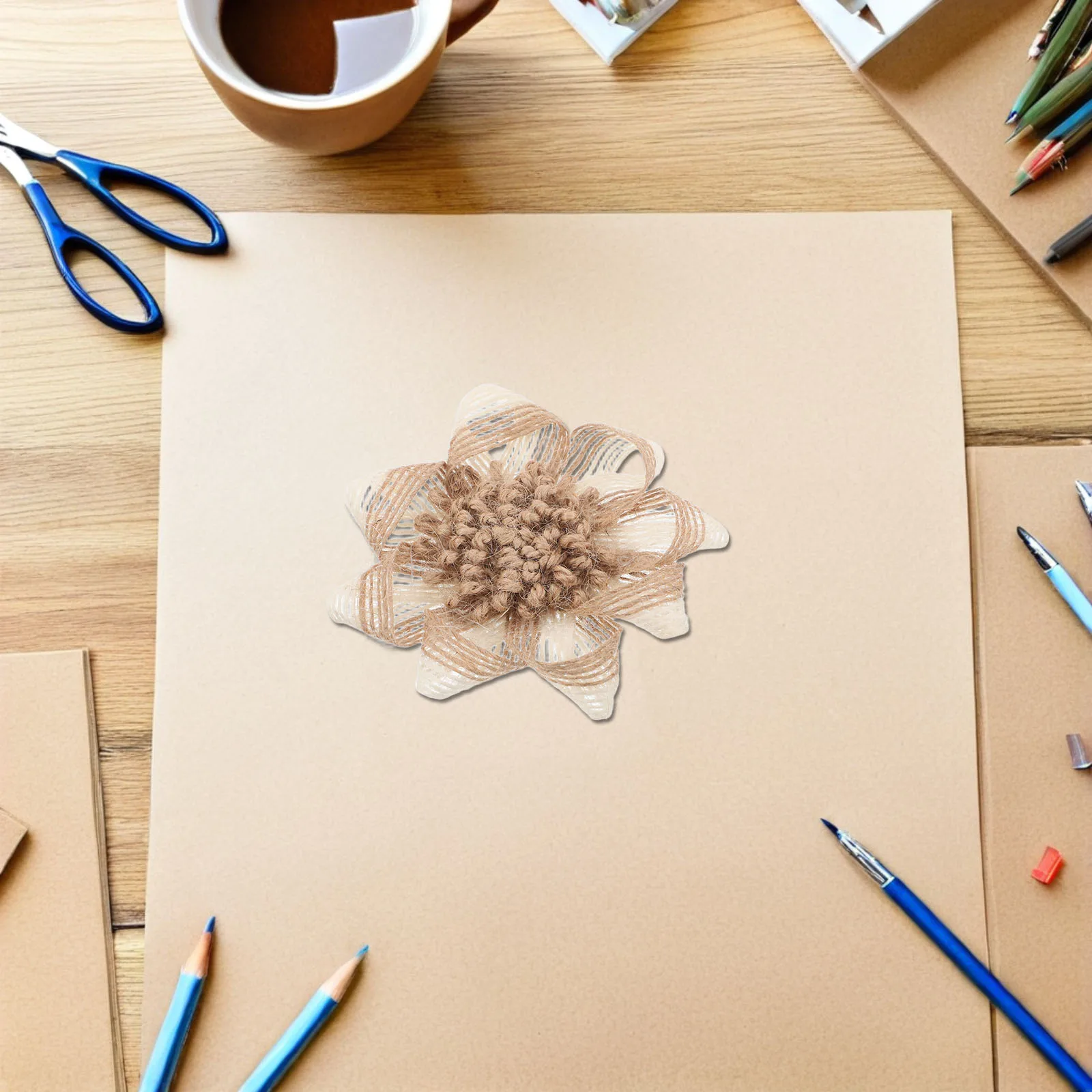 

9Pcs Jute Burlap Flowers Handmade Rustic Craft Floral Decor DIY Wedding Home Vintage Fabric Accessories Knitted Flowers