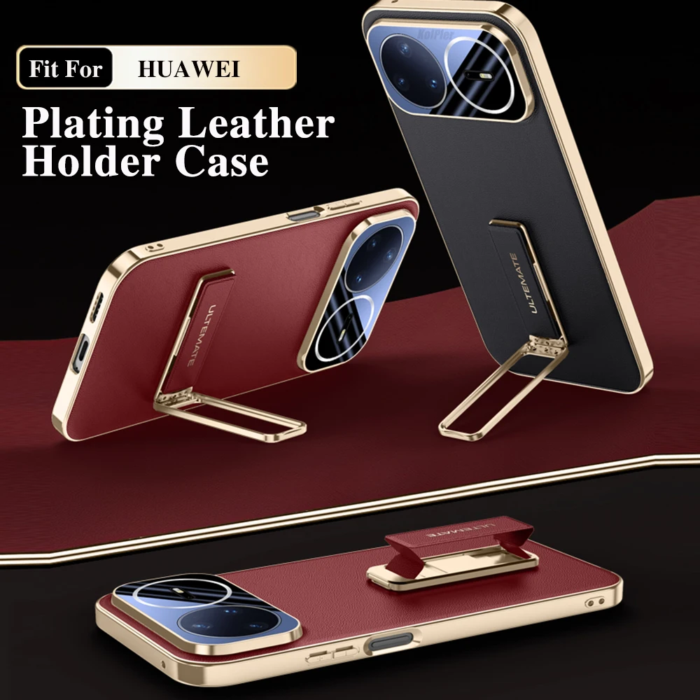 

Fashion Phone Case For HUAWEI NOVA 15 PRO NOVA15 PU Leather Full Alloy Wristband Bracket Stand Holder Protection Plating Cover