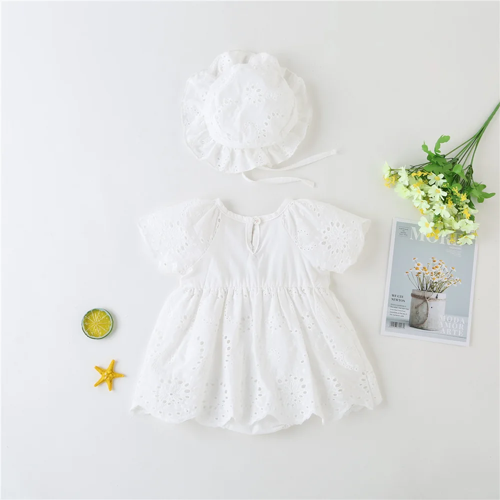 2024 Baby Girls Little fresh and cute Dress Summer Short Sleeve Baby Bodysuit  Holiday Casual Kids Girls Dresses Clothing